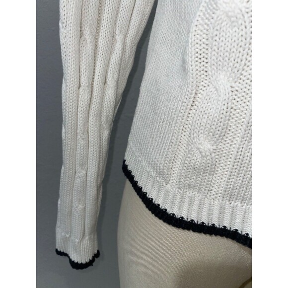 Jones NY Women’s Vintage CableKnit Square Neck Sweater size PS Coastal Old Money - Picture 4 of 8